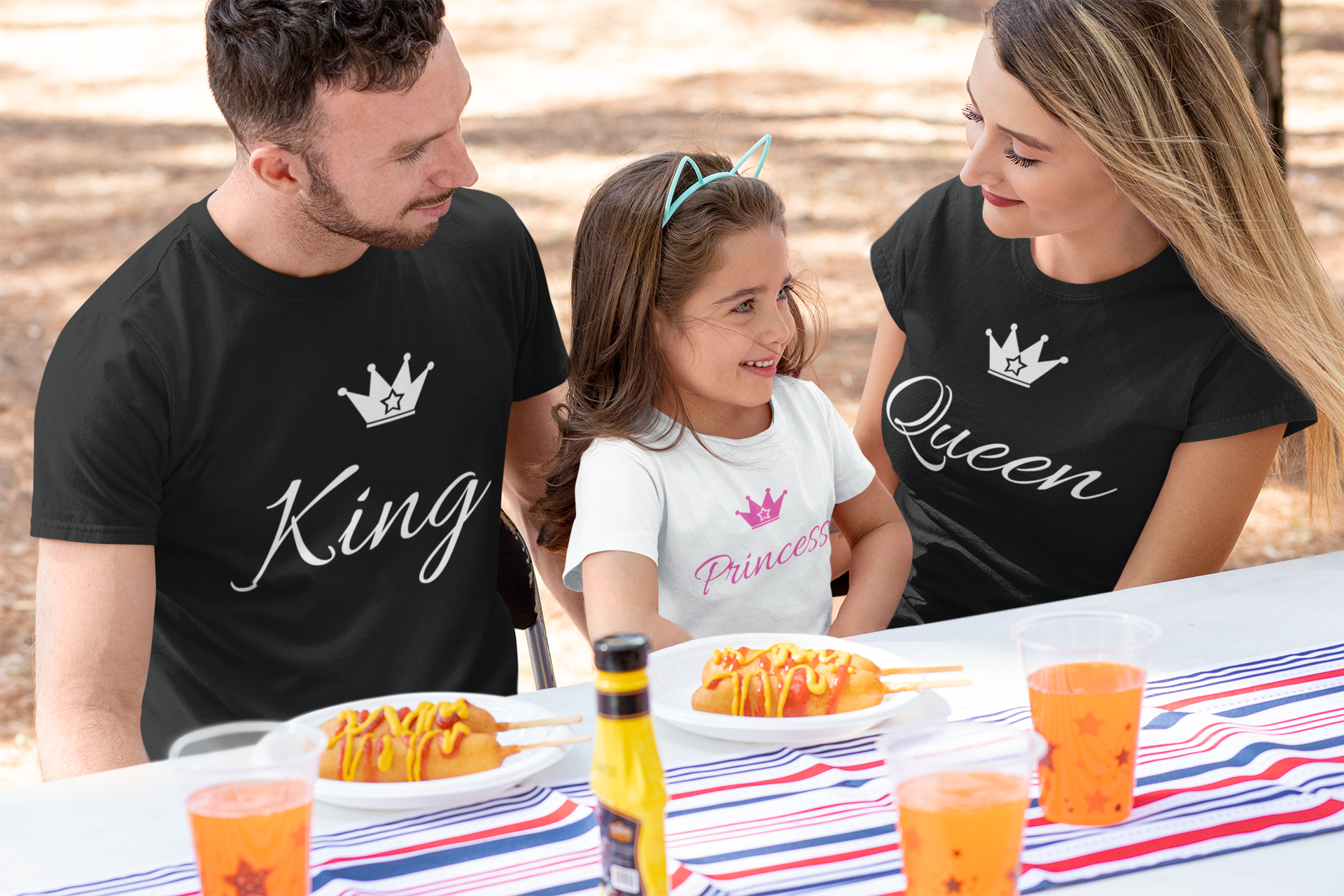 King/Queen/Princess családi póló szett (3db)
