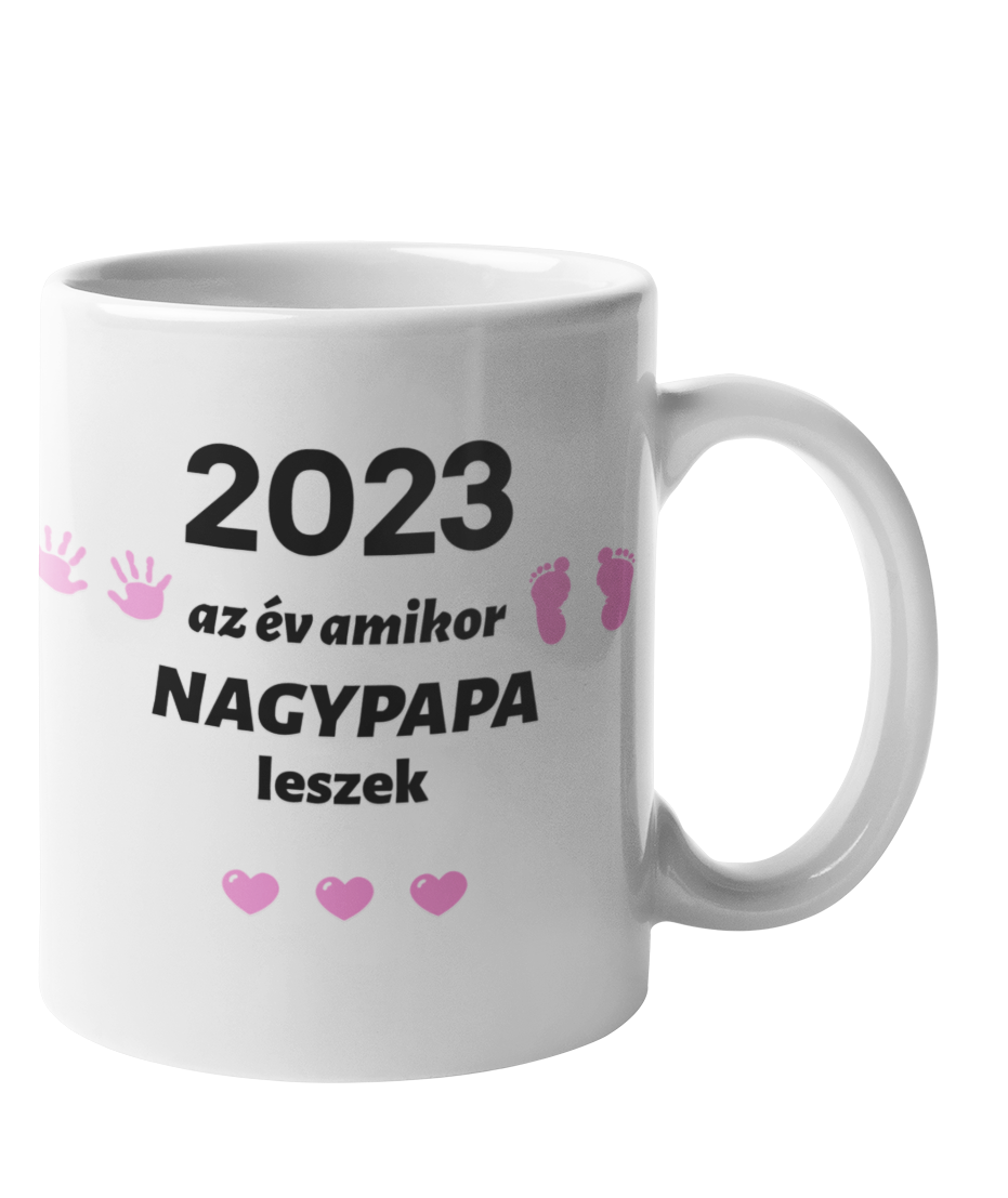 2023 az év amikor NAGYPAPA leszek bögre (rózsaszín)
