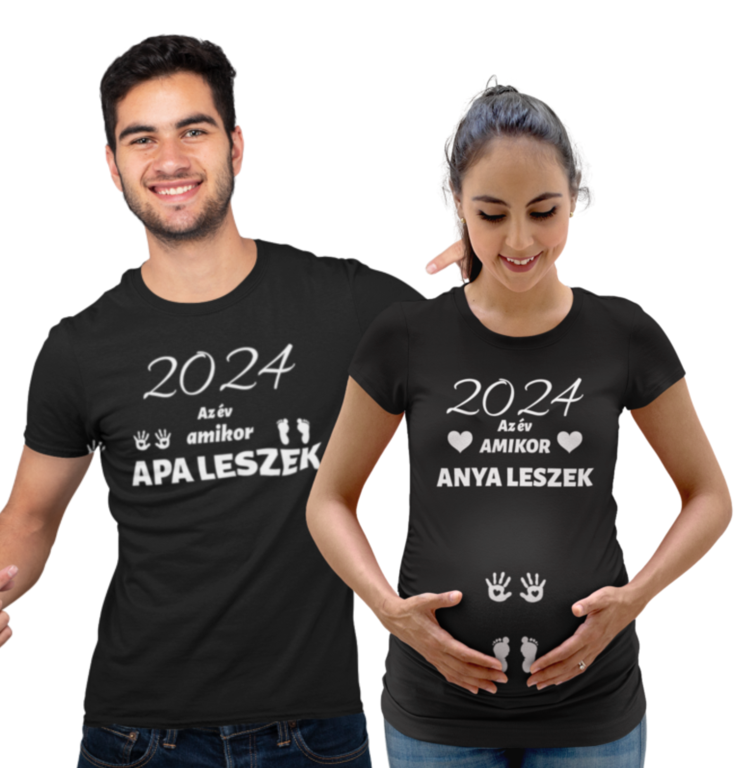 2024 az év amikor anya leszek/2024 az év amikor apa leszek fekete p (2 db póló)