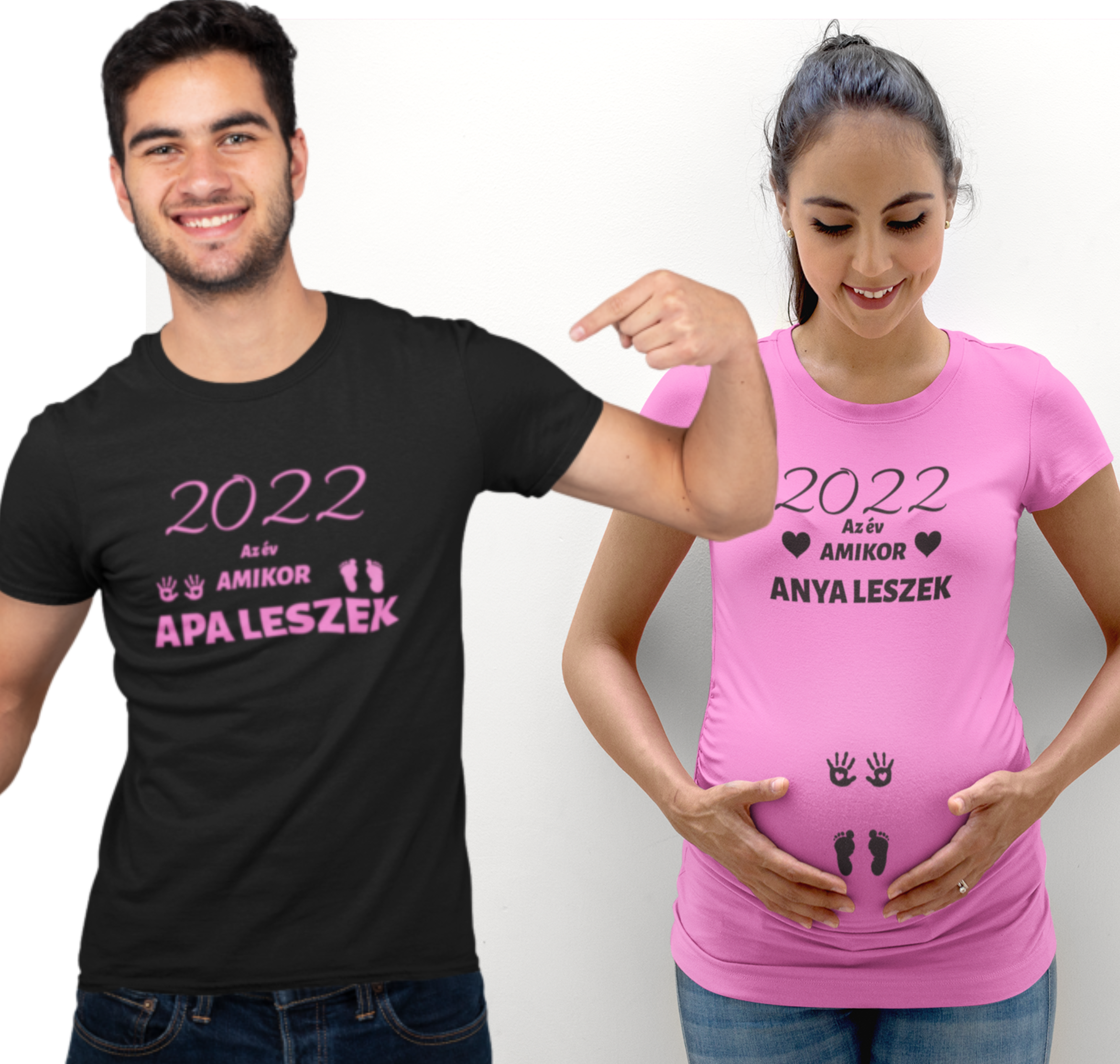 2022 az év amikor anya leszek/ 2022 az év amikor apa leszek (r,f)(2 db póló)