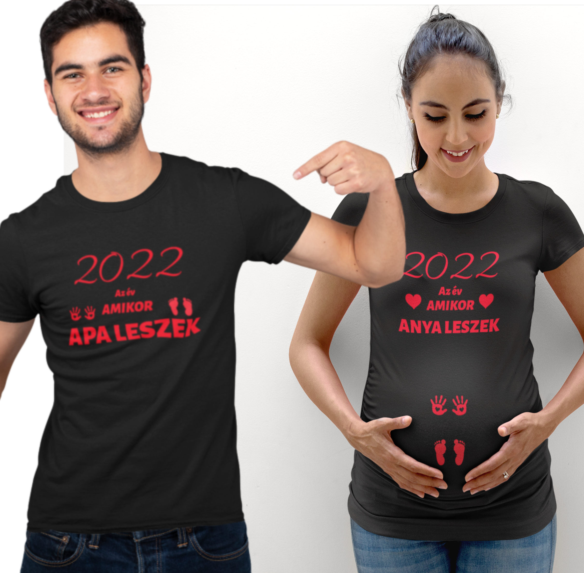 2022 az év amikor anya leszek/ 2022 az év amikor apa leszek---(2 db póló)