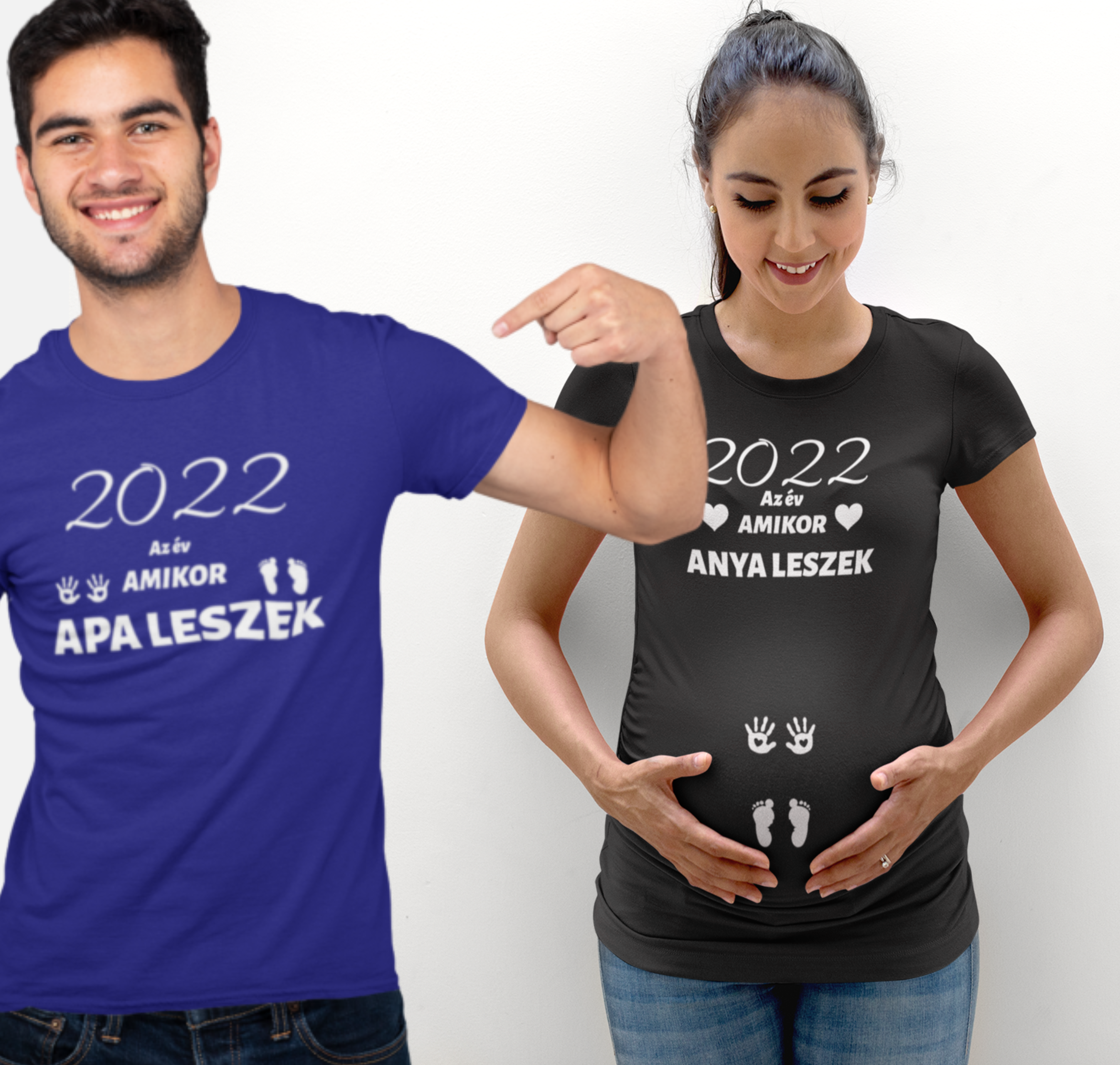 2022 az év amikor anya leszek/ 2022 az év amikor apa leszek (f,k)(2 db póló)