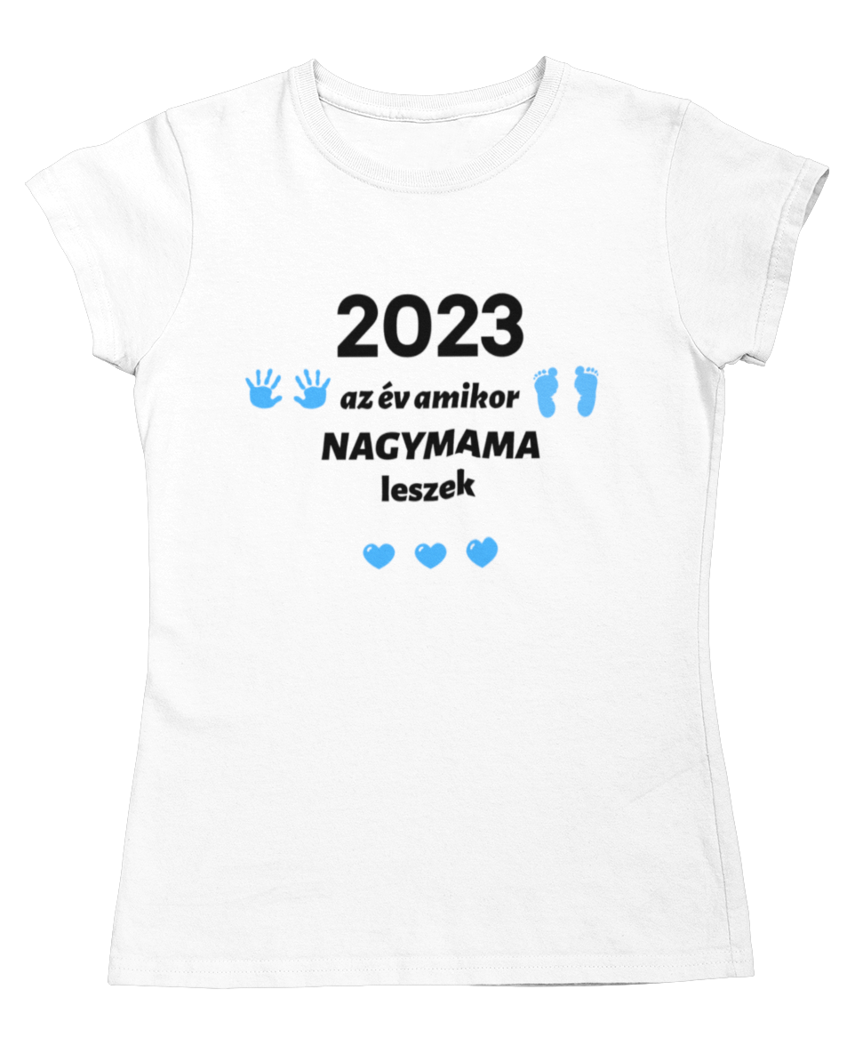 2023 az év amikor NAGYMAMA leszek póló (kék minta)