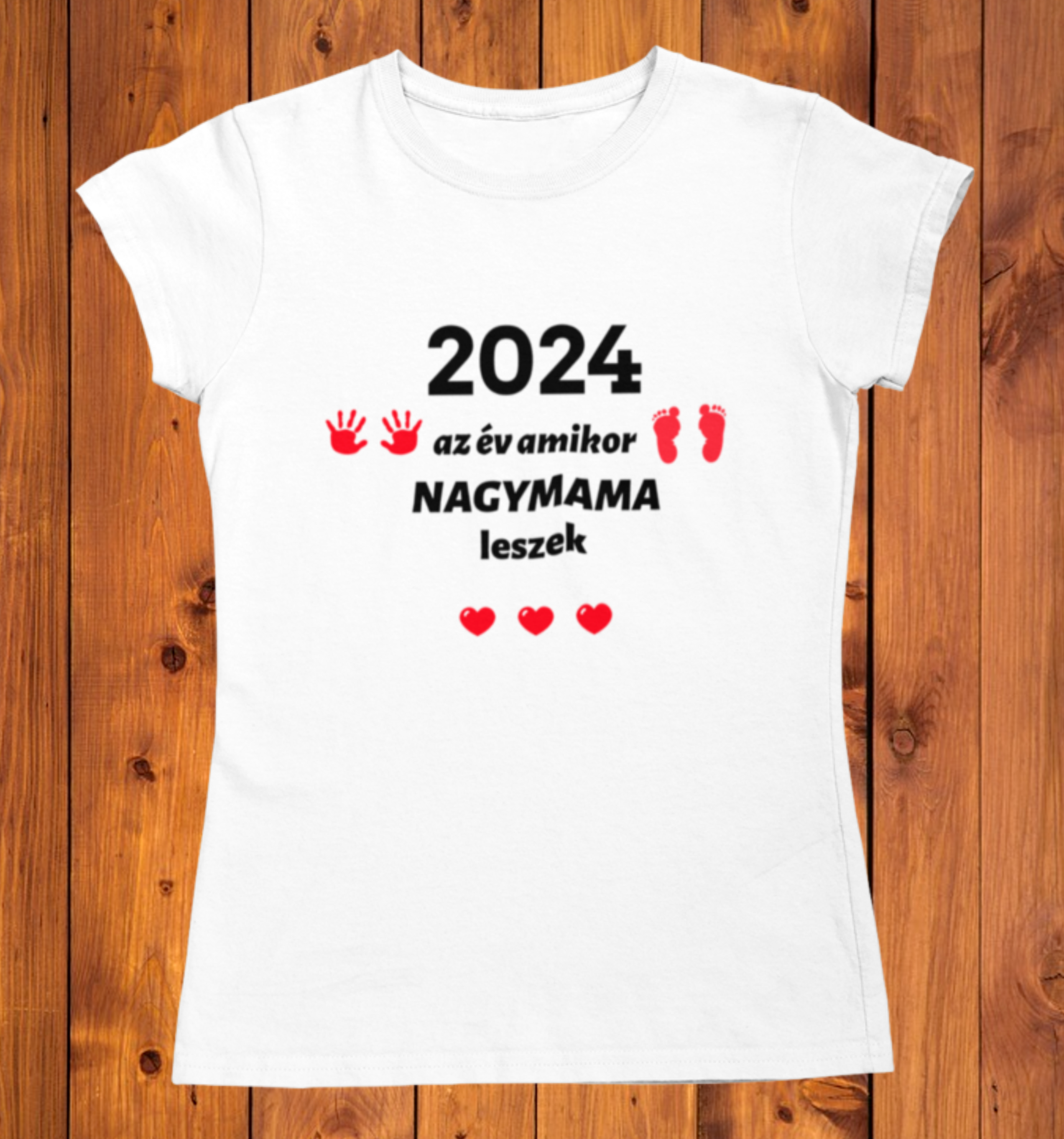 2024 az év amikor NAGYMAMA leszek póló (piros sz)