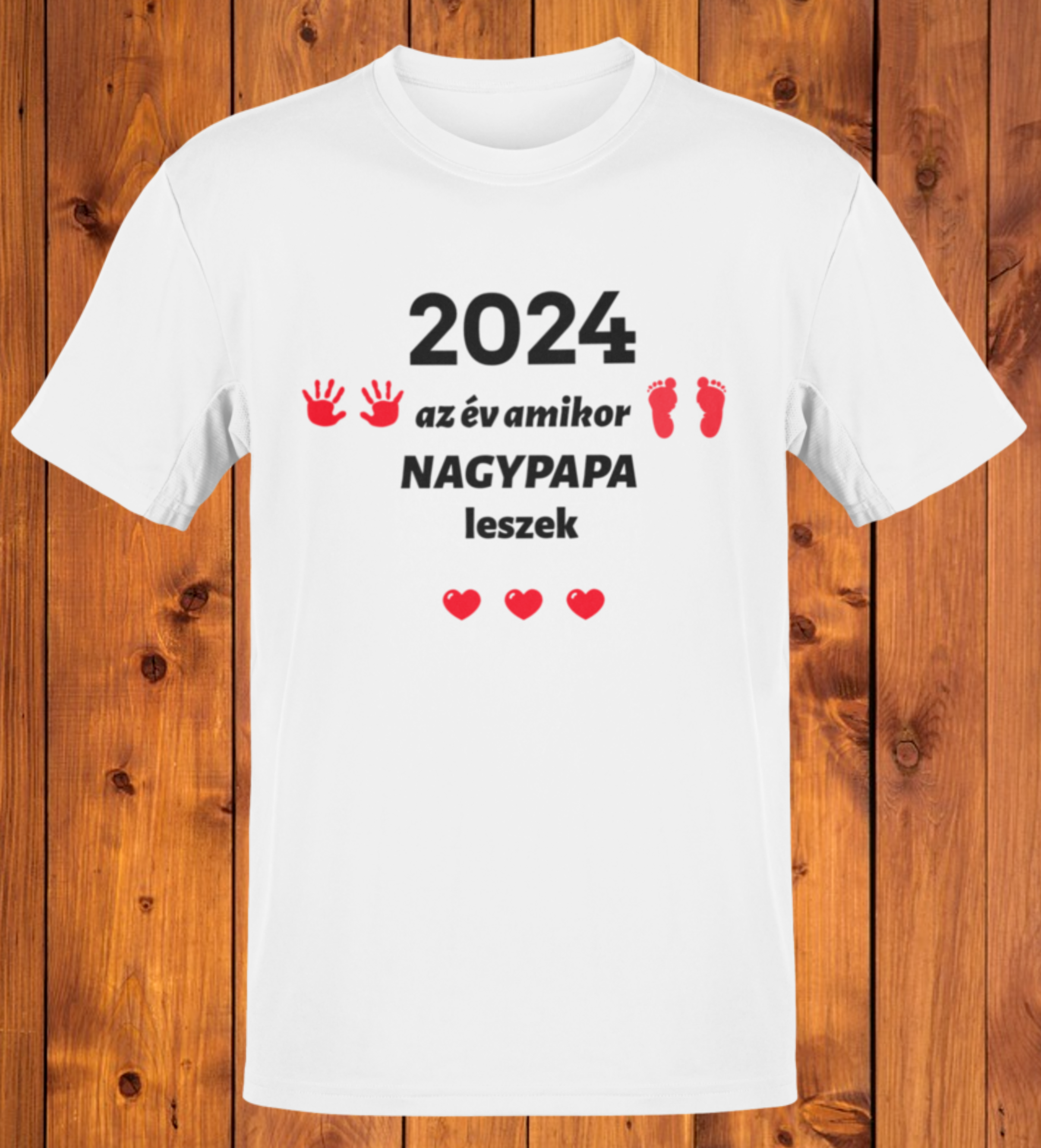 2024 az év amikor NAGYPAPA leszek póló (piros sz)